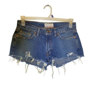 OLD NAVY VINTAGE Women's size 6 Blue Distressed Bootie Jean Cutoff Shorts